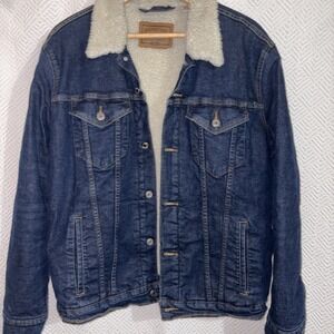 Levis Signature Gold Womens Sherpa Lined Light Wash Snap Button Jean Jacket Sz L
